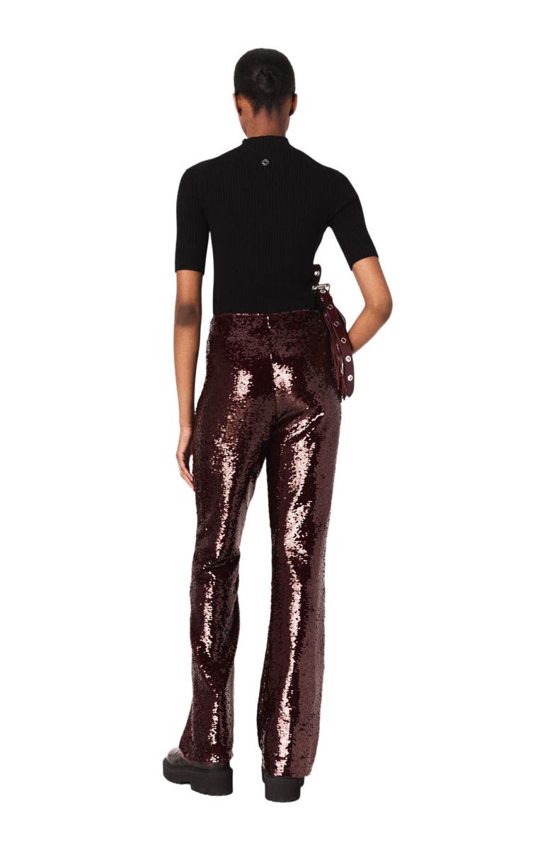 maje Sequin-embroidered trousers, Alternate, color, Burgundy