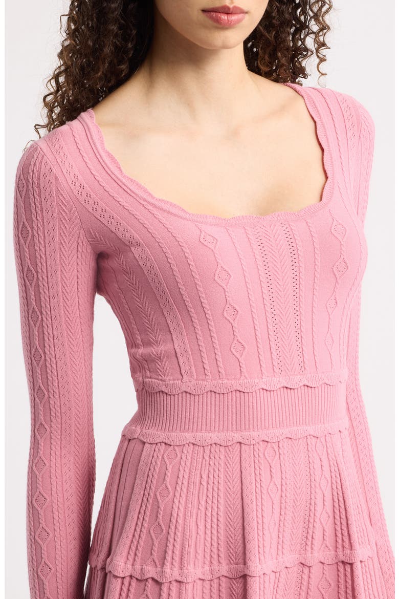 Lunelle Cable Knit Minidress, Alternate, color, PEONY