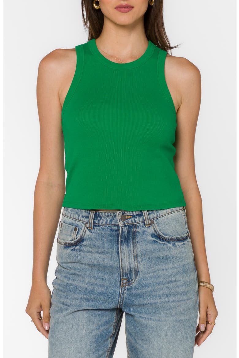 Stretch Cotton Ribbed Tank, Main, color, BRIGHT GREEN