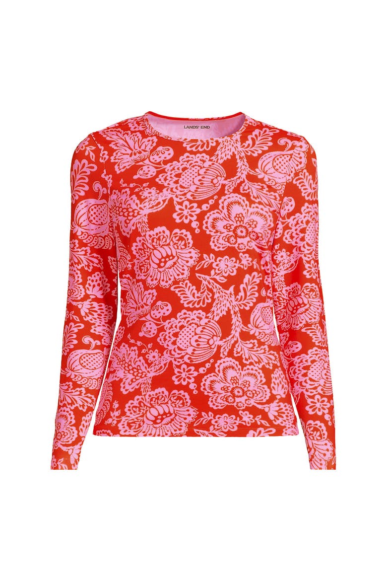SunShade UPF 50 Long Sleeve Relaxed Rash Guard, Alternate, color, Radiant Orange Floral Medley