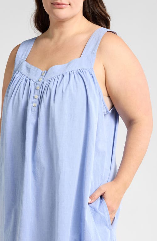 Nordstrom Cotton Shirting Nightgown In Blue Chambray