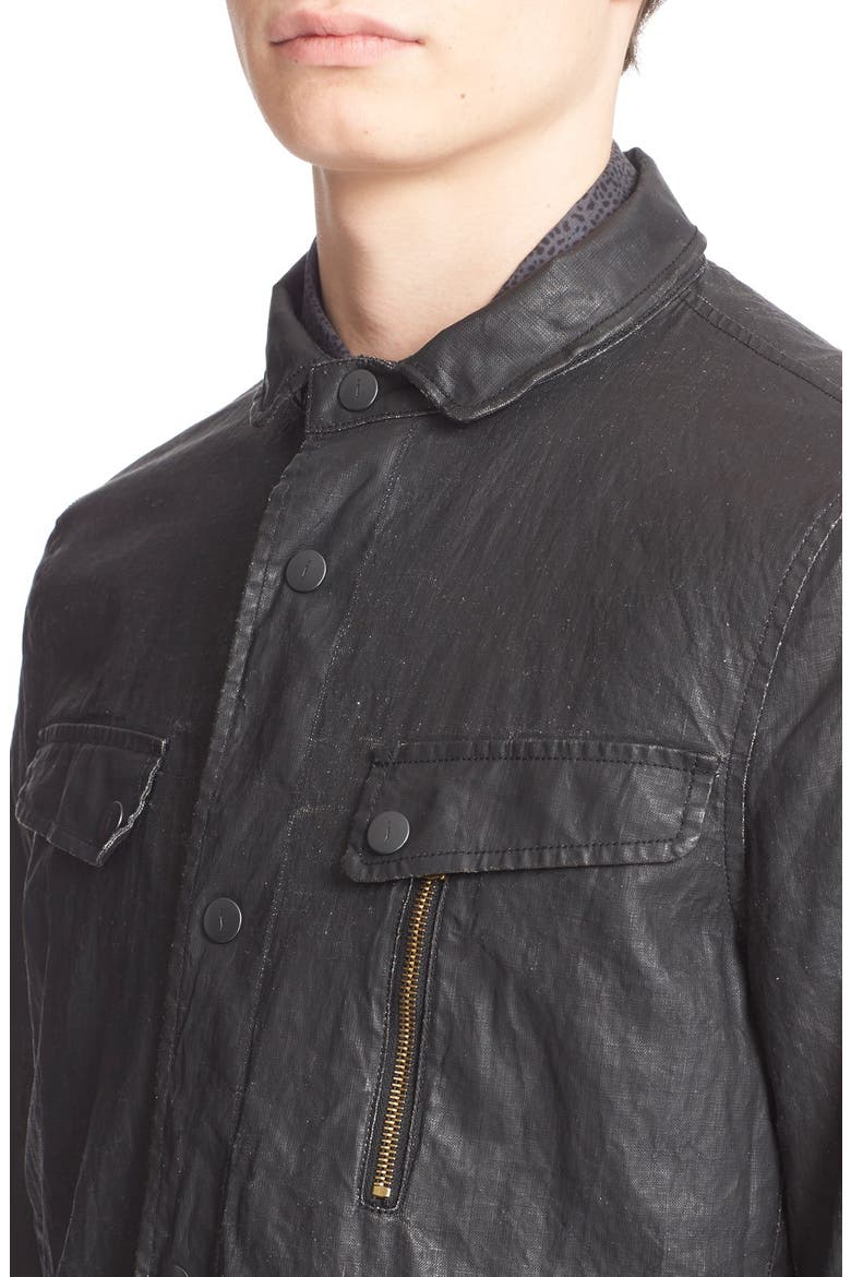 Waxed Linen Jacket, Alternate, color, BLACK/ WHITE