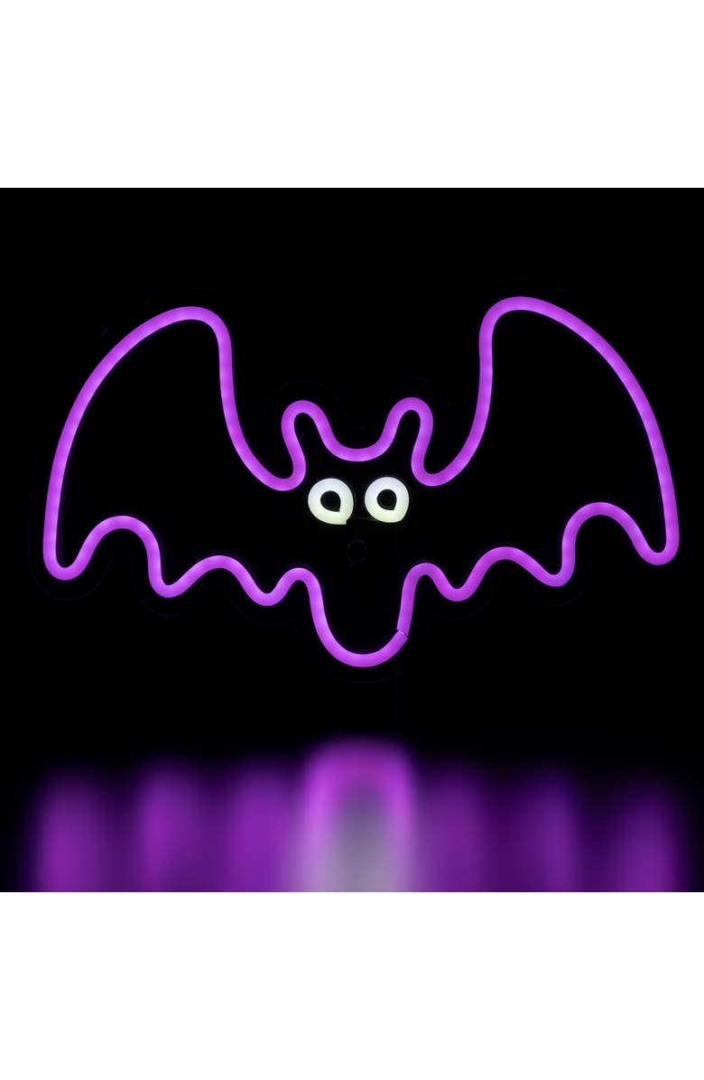 Northlight LED Neon Lighted Halloween Bat Wall or Window Decoration - 15" - Purple, Alternate, color, Purple