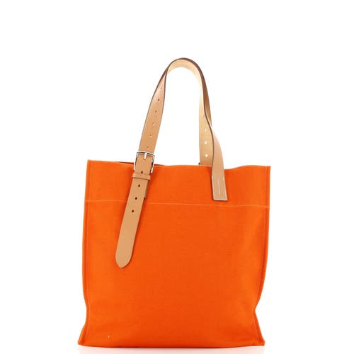 Pre-owned Hermes  Hermes Etriviere Shopping Tote Toile And Leather In Orange