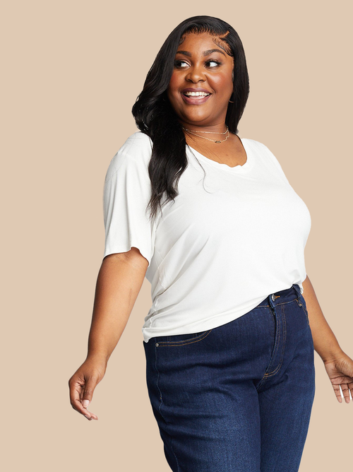 Able Mae Drapey Tee In Almond