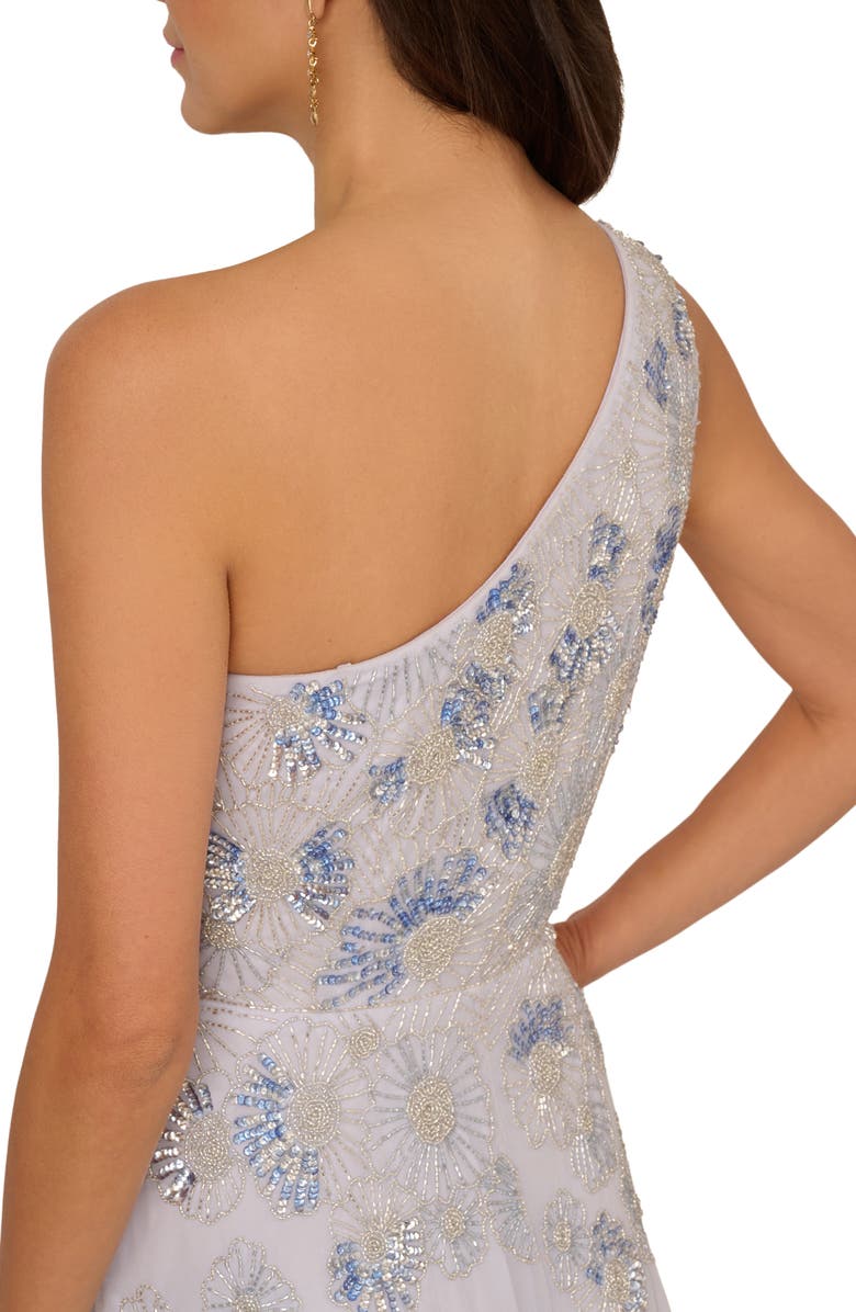 Adrianna Papell Beaded One-Shoulder Trumpet Gown, Alternate, color, 