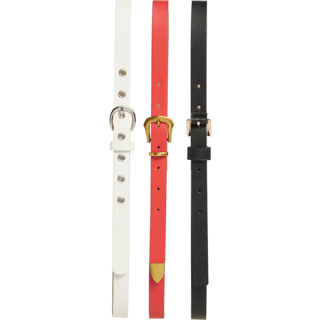 Steve Madden 3-for-1 Assorted Belts In Black-bright Red-cream