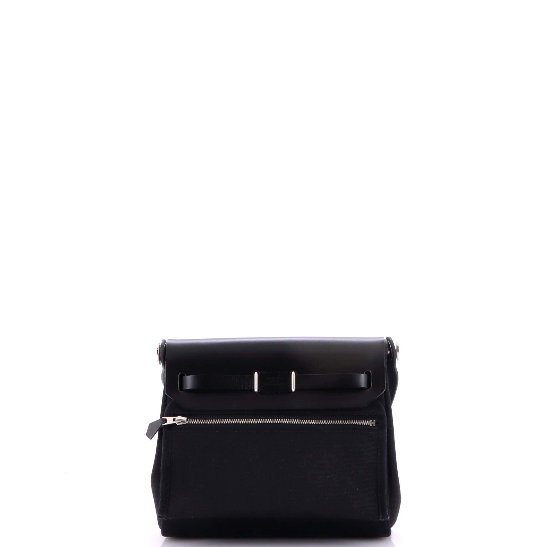 Pre-Owned Hermes Herbag Zip Toile and Leather 20, Alternate, color, Noir