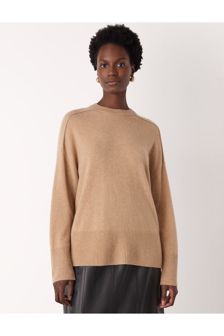 Cashmere Seam Detail Crew Sweater, Main, color, Camel