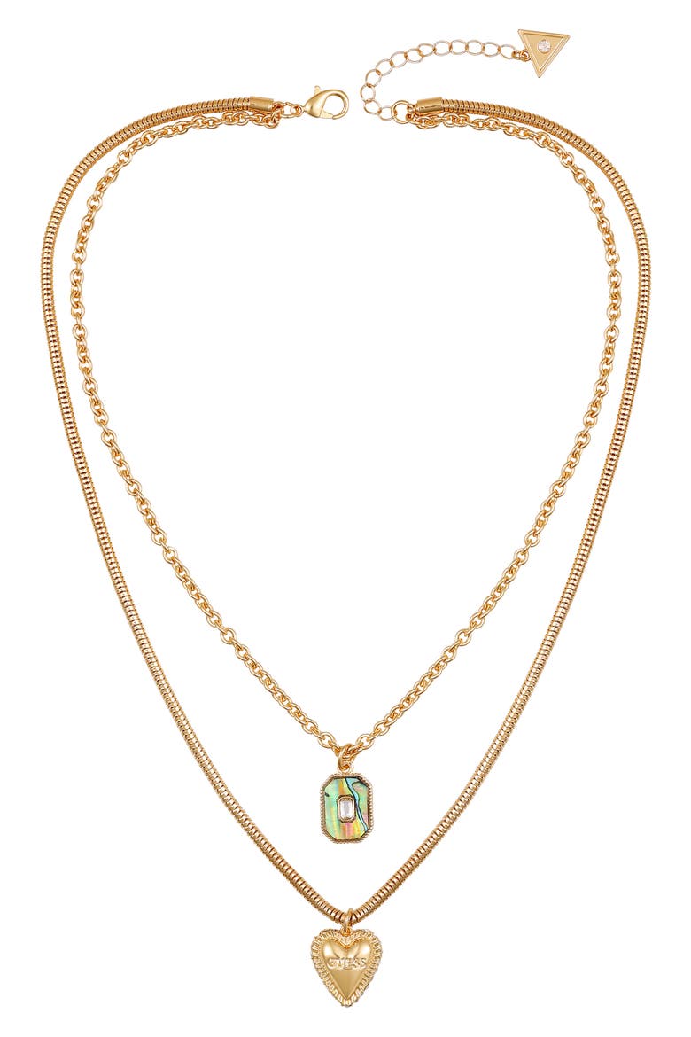 Heart Pavé Layered Pendant Necklace, Main, color, GOLD TONE