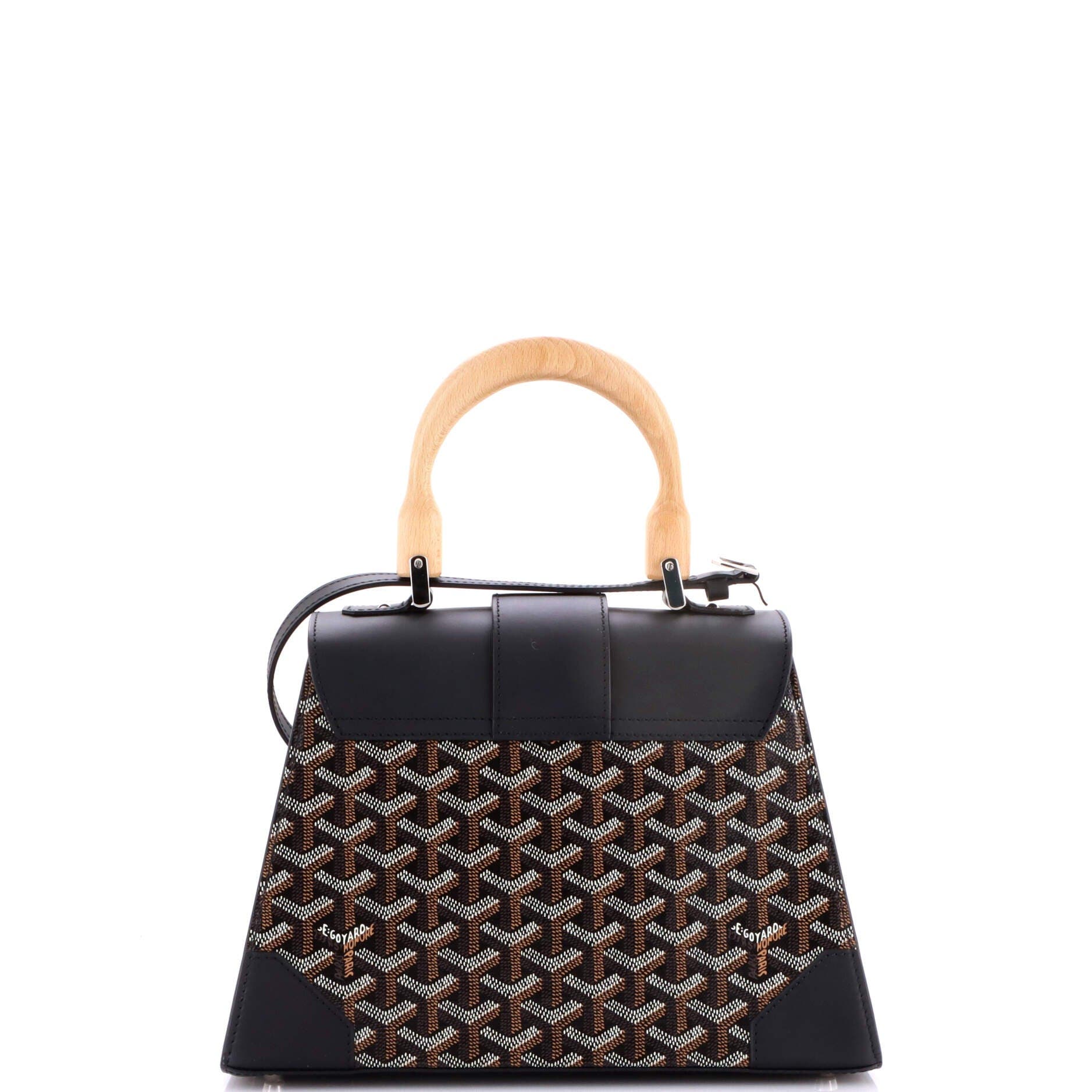 Pre-Owned Goyard Saigon Top Handle Bag Coated Canvas with Leather PM, Alternate, color, Black