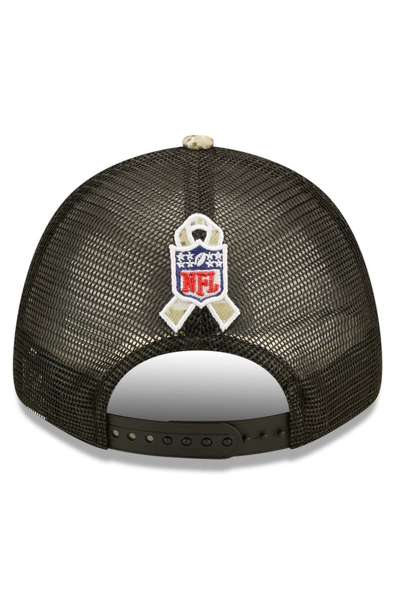 New Era Men's New Era Black/Camo San Francisco 49ers 2022 Salute To Service 9FORTY Snapback Trucker Hat, Alternate, color,
