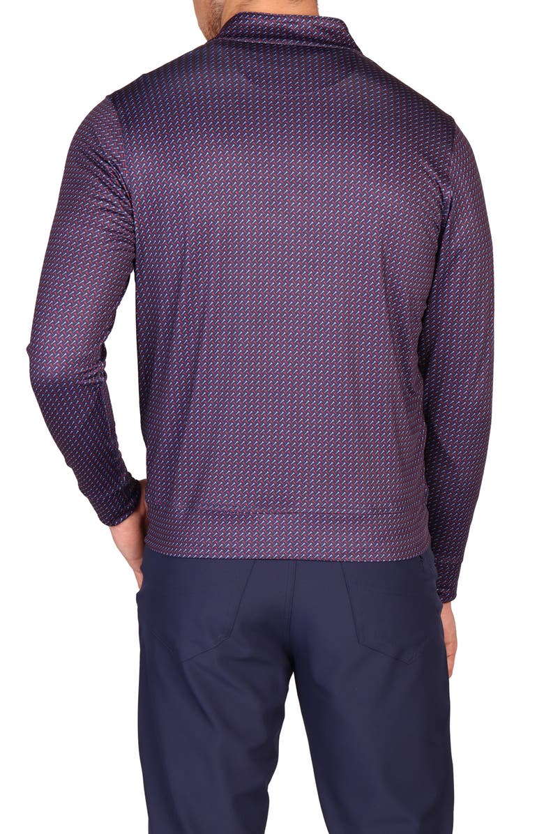 TailorByrd Golf Tee Print Long Sleeve Performance Quarter Zip Polo, Alternate, color, Purple Multi