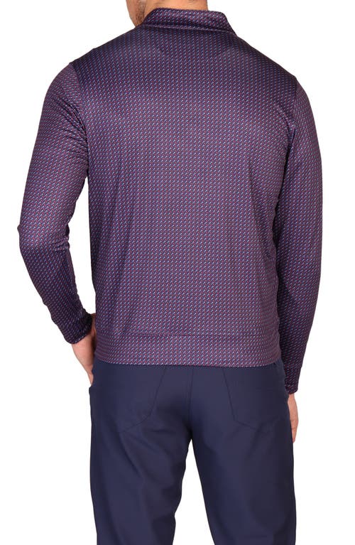 Tailorbyrd Golf Tee Print Long Sleeve Performance Quarter Zip Polo In Multi