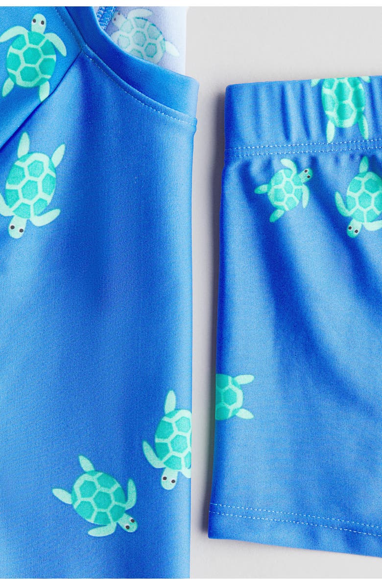 H&M Printed Swim Set, Alternate, color, Blue/Turtles