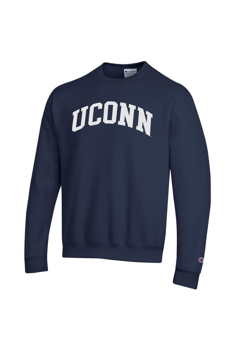 Men's Champion  Navy UConn Huskies Basic Arch Fleece Pullover Sweatshirt, Alternate, color, Navy