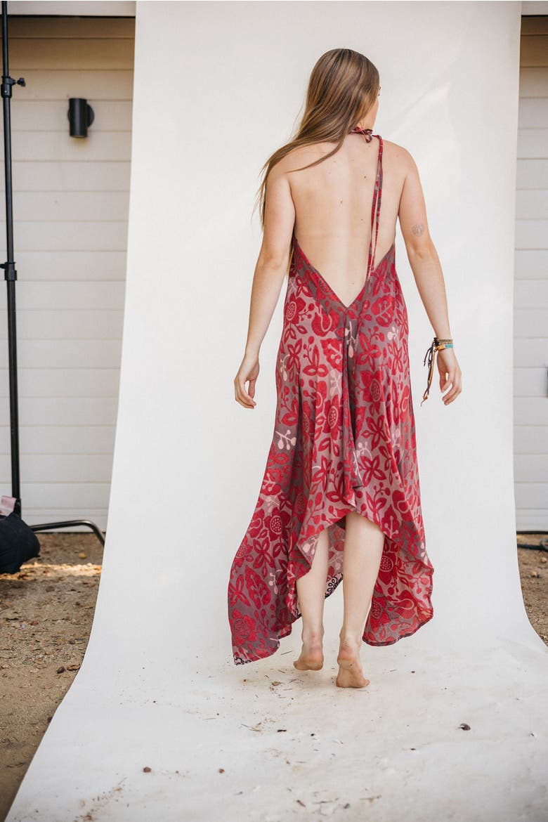 Classic Silk Dress Coral, Alternate, color, Red