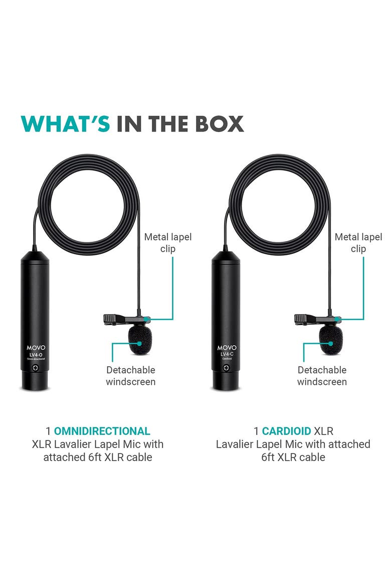 LV4-C Cardioid XLR Lavalier Microphone - Phantom Powered, Alternate, color, Black