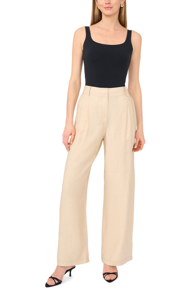 Pleated Wide Leg Pants, Alternate, color, BIRCH