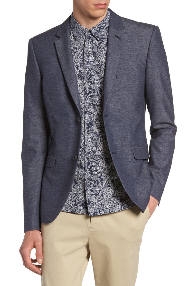 Slim Fit Jersey Blazer, Main, color, BLUE