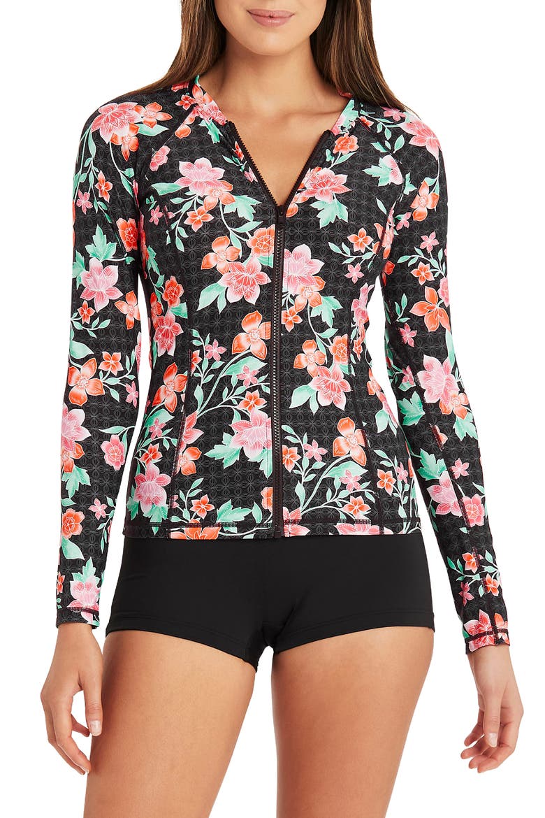 Floral Rashguard, Main, color, BLACK