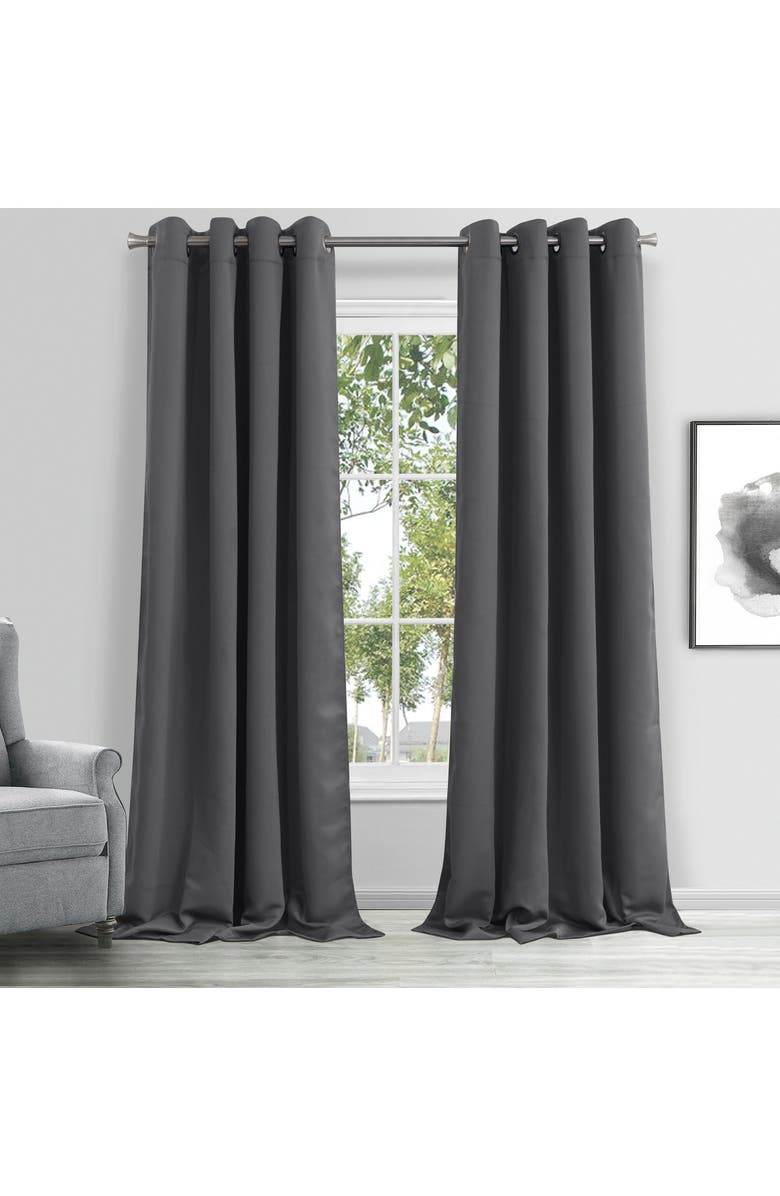 DAINTY HOME Single Blackout Panel Curtain, Main, color, Charcoal