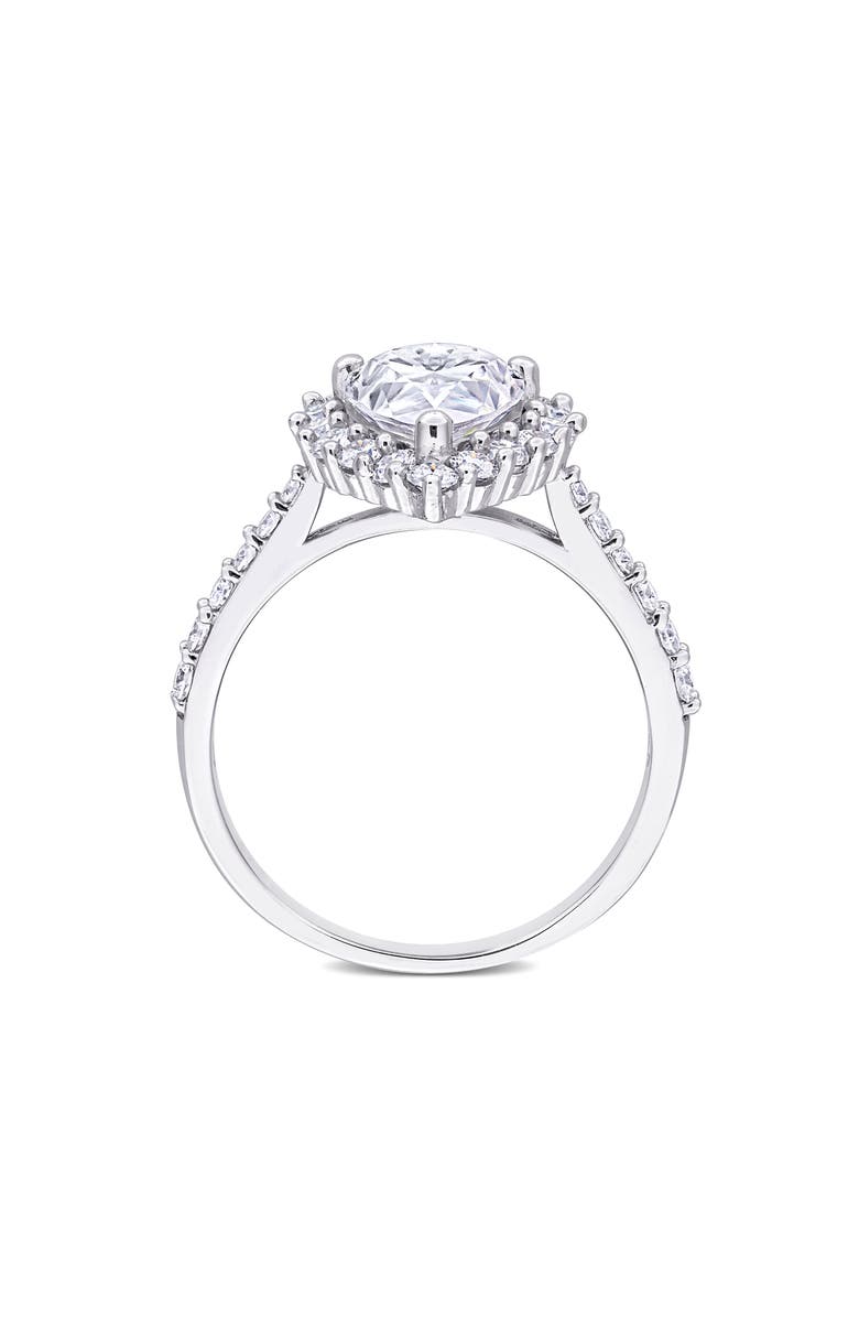 DELMAR Sterling Silver Pear Cut Lab Created Moissanite Halo Ring, Alternate, color, Silver