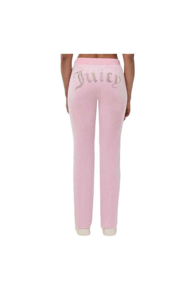 Rib Waist Long Velour Pant With Back Bling, Whisper Pink, Main, color, WHISPER PINK