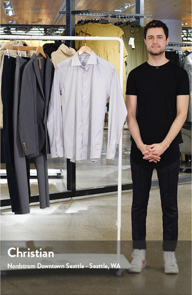 Slim Fit Check Stretch Cotton Blend Dress Shirt, sales video thumbnail