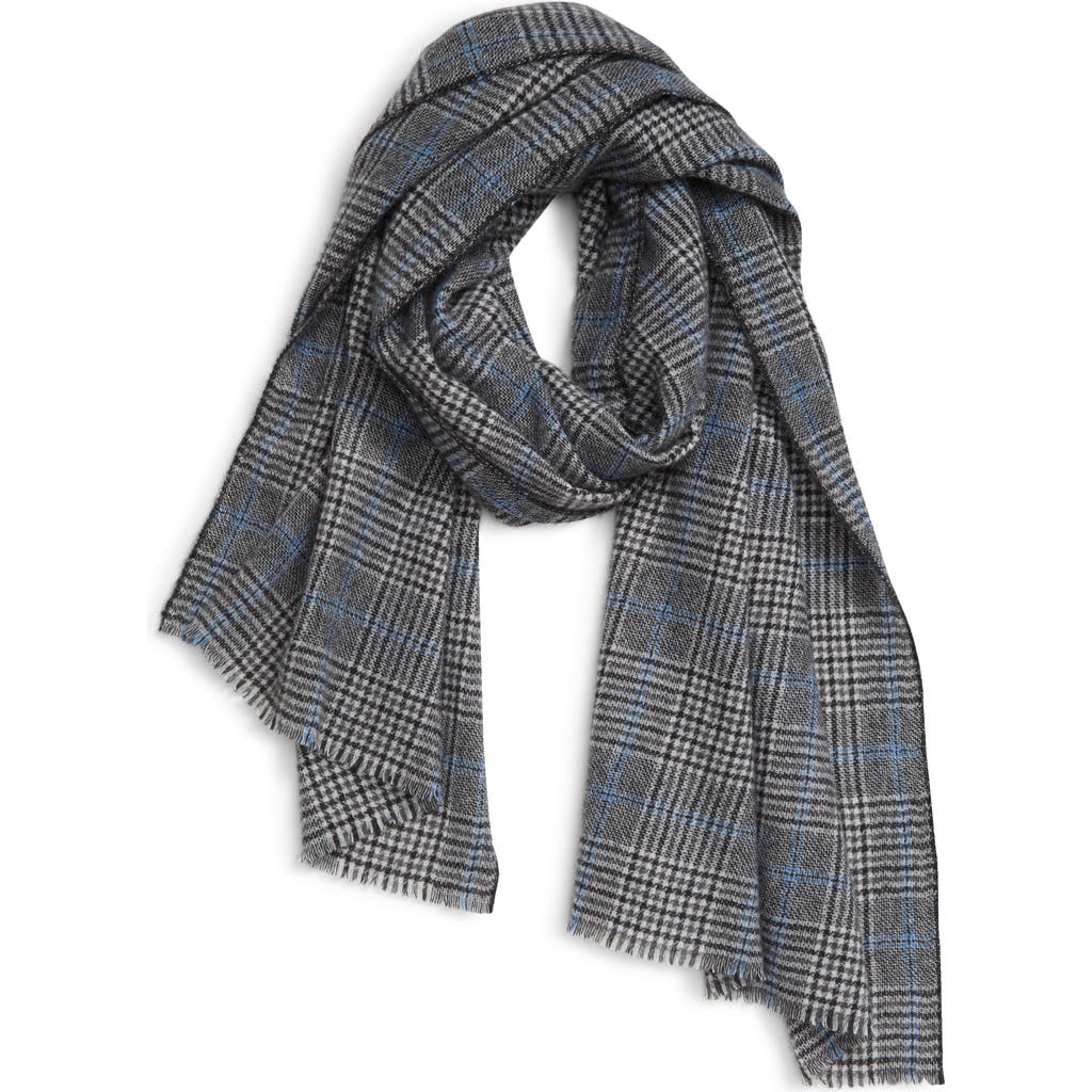 Andrew Stewart Glen Plaid Cashmere Scarf In Gray
