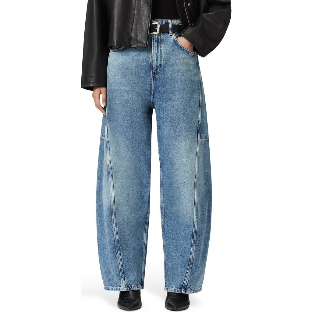 Allsaints Organic Denim Carter Barrel Jeans In Purple