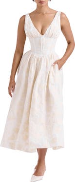 HOUSE OF CB Emmelina Embroidered Corset Bodice Cocktail Dress
