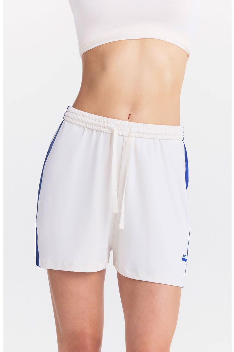 Stretch Knit Dolphin Shorts, Alternate, color, NSKM ACTV IVORY/ NSKM COBALT