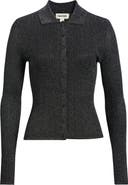 Open Edit Metallic Collared Cardigan