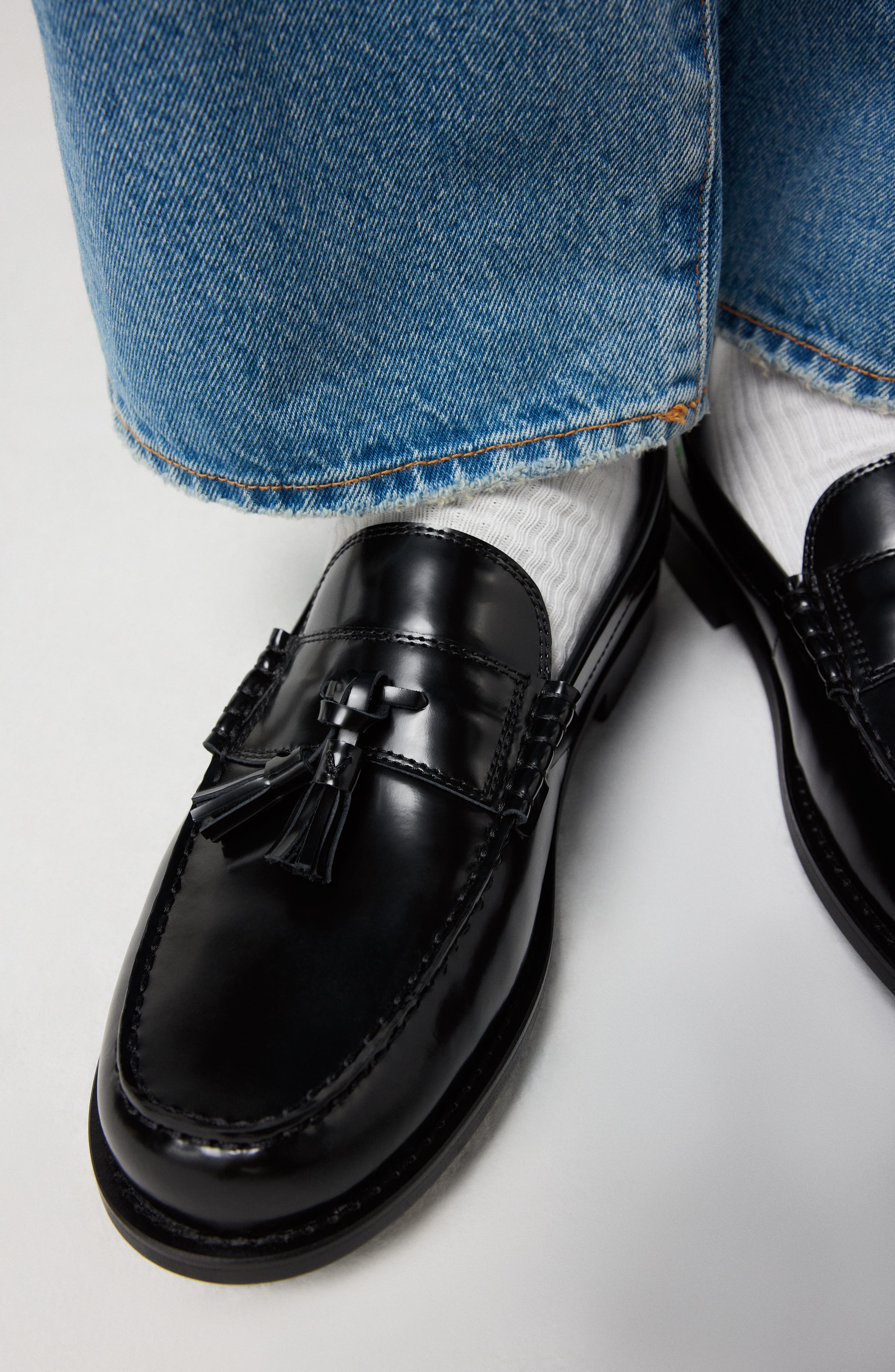 Cairo Tassel Leather Loafer, Alternate, color, BLACK