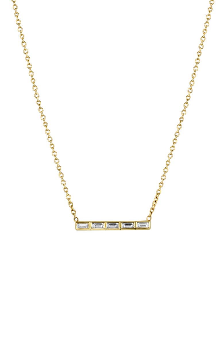 Baguette Diamond Bar Pendant Necklace, Main, color, 14K YELLOW GOLD