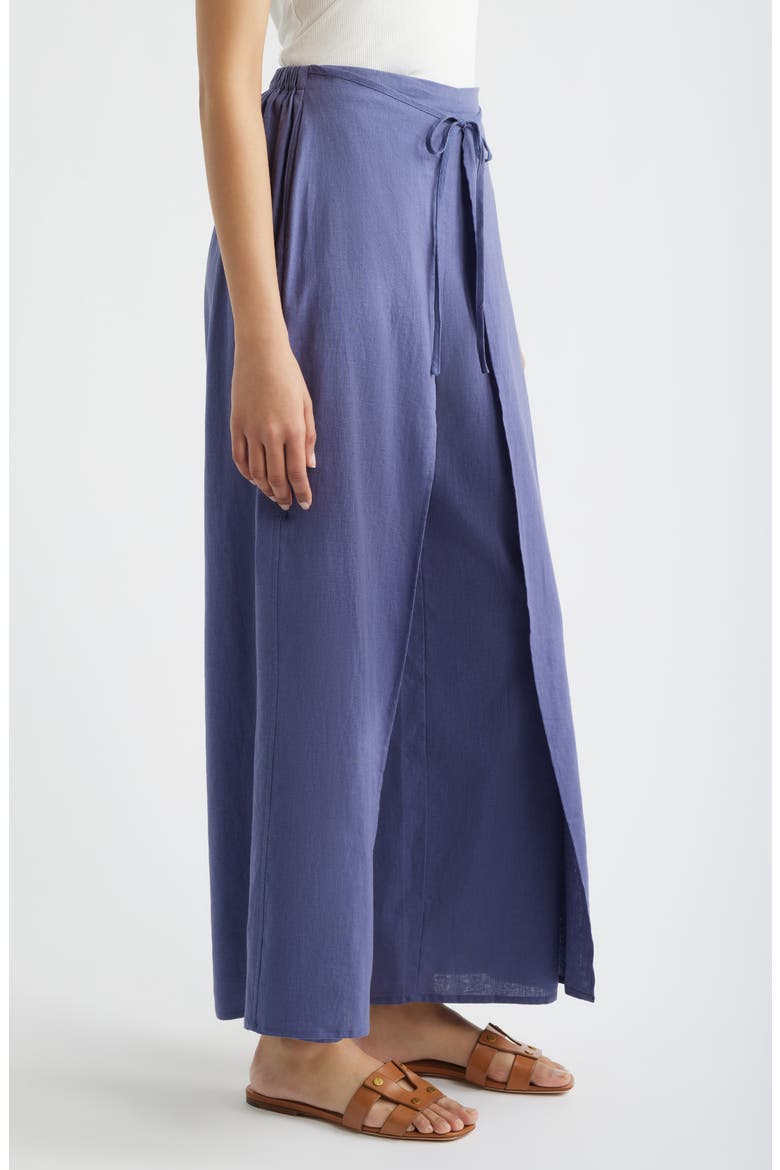 Linen Blend Wrap Pants, Alternate, color, SMOKE