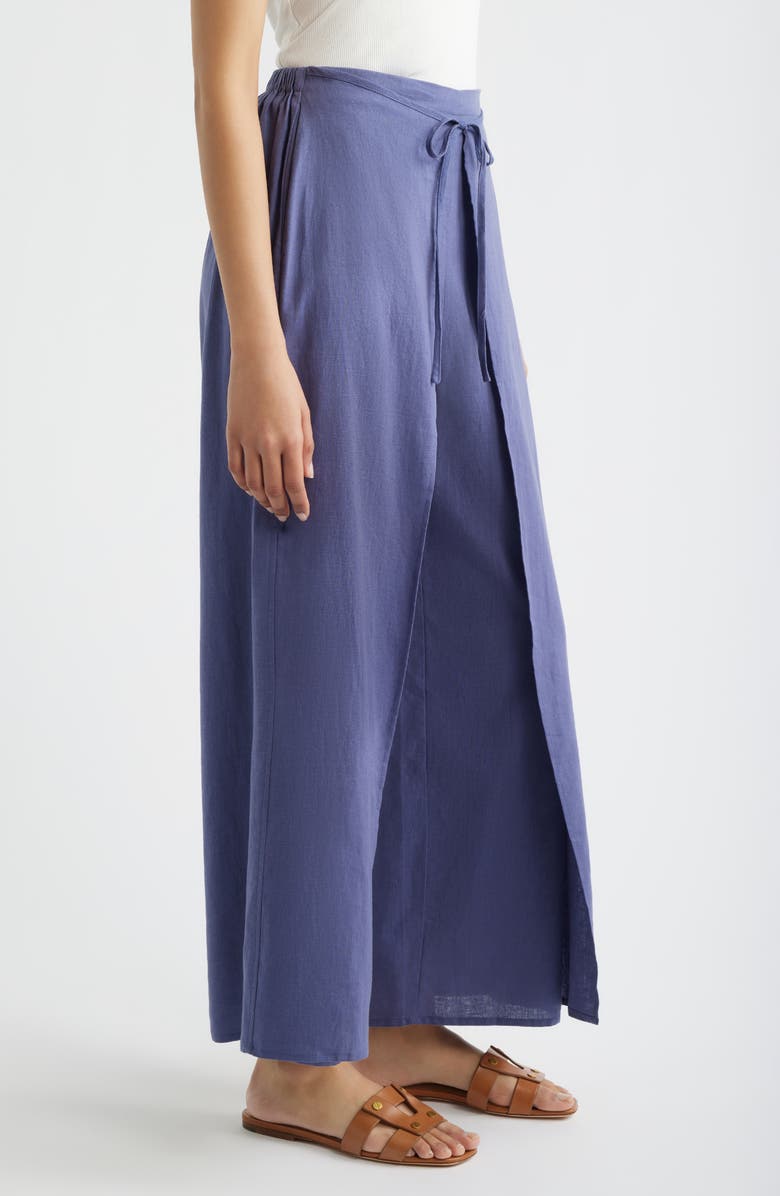 CITY BLUES Linen Blend Wrap Pants, Alternate, color, Smoke