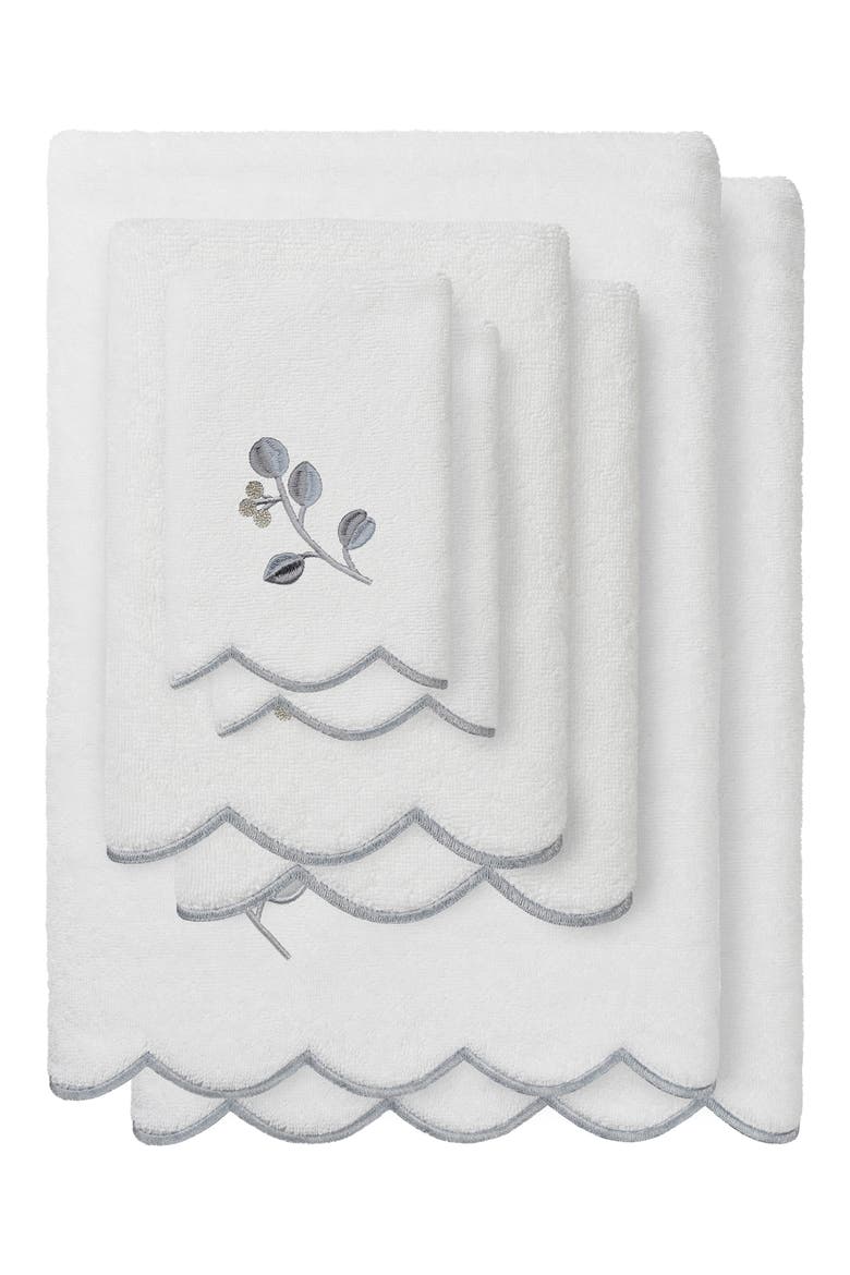 6-Piece Wild Branch Turkish Cotton Bath Towel Set, Main, color, WHITE/ GRAY