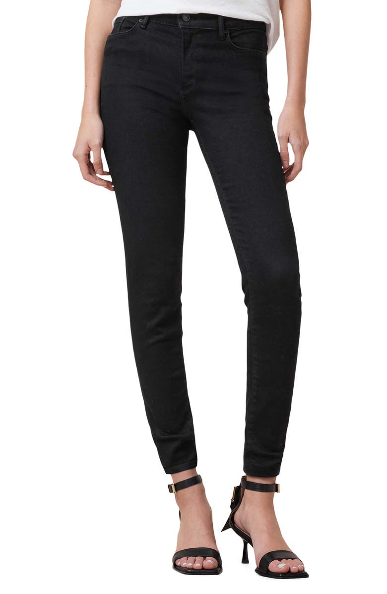 AllSaints Miller Skinny Jeans, Main, color, Black