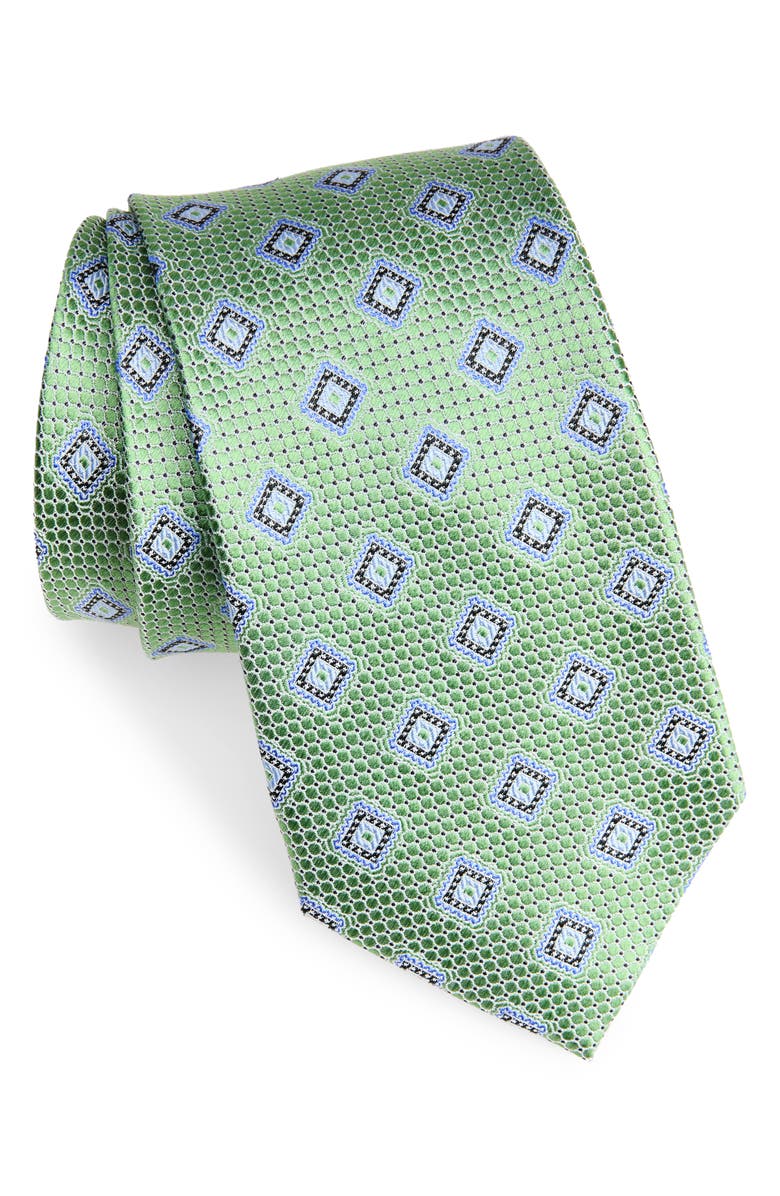 Nordstrom Geometric Silk Tie, Main, color, Green
