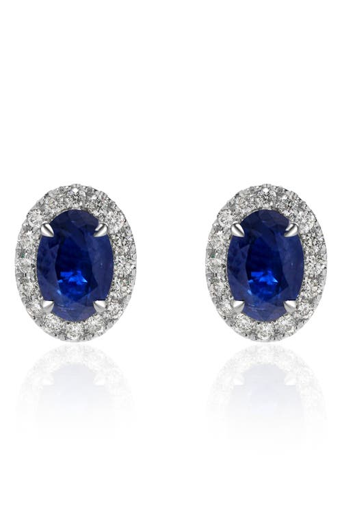 Valani Atelier Sapphire & Diamond Halo Stud Earrings In 14k White Gold