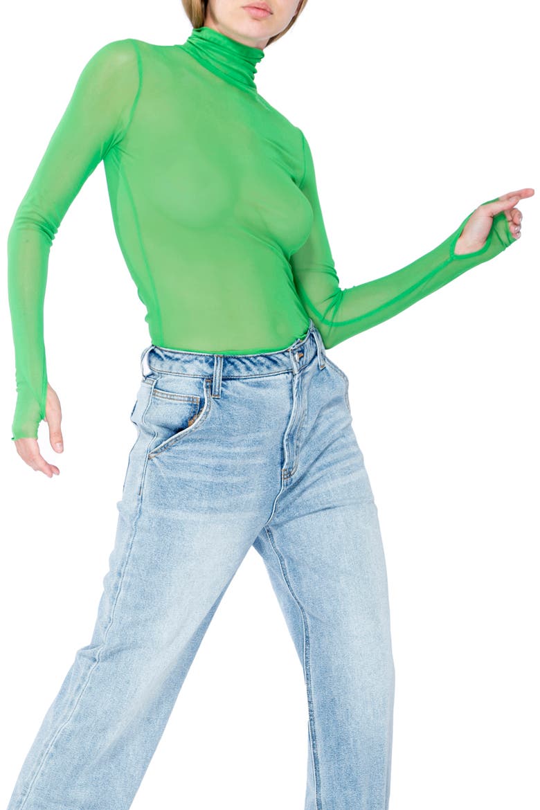 Zadie Power Mesh Long Sleeve Shirt, Alternate, color, FERN GREEN