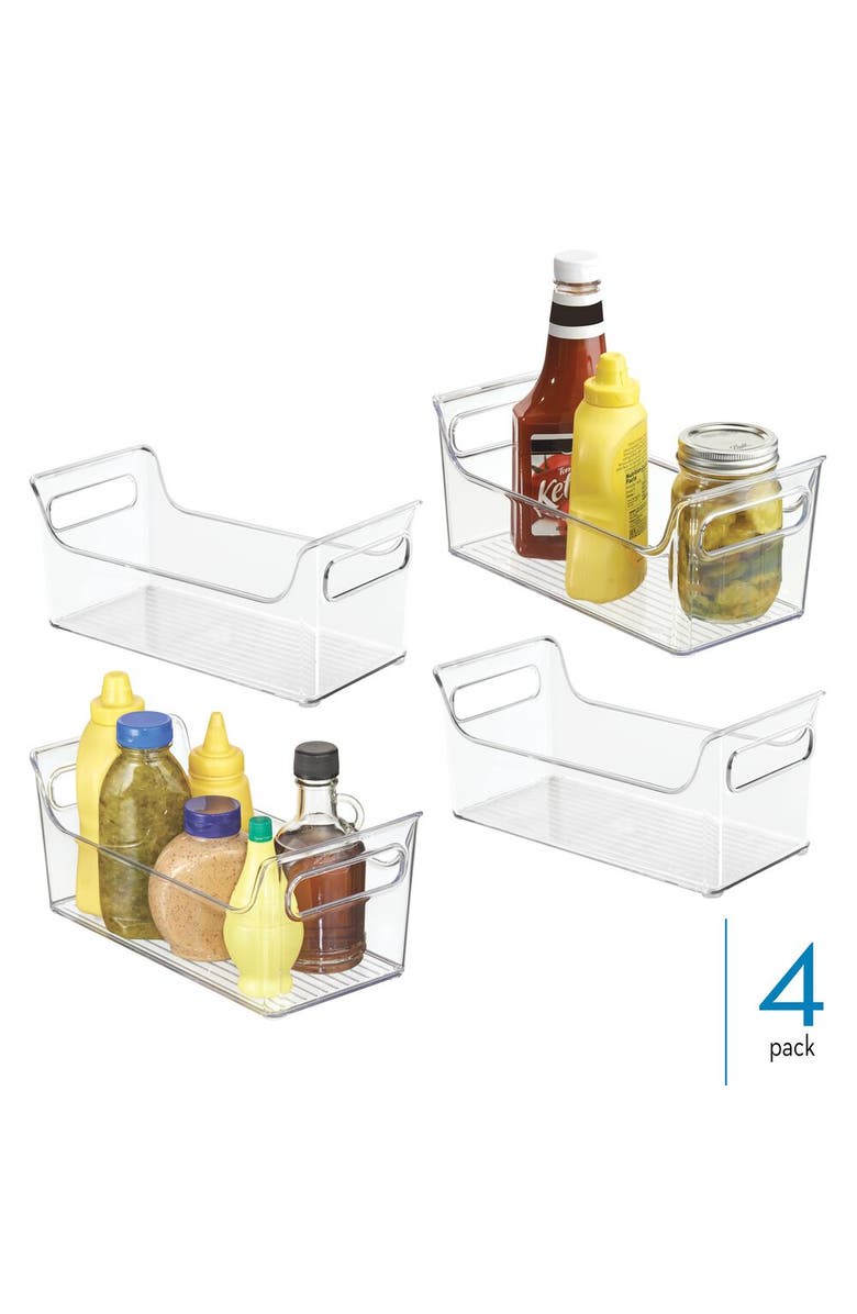 Linus Condiment Organizer for Fridge - Plastic Fridge Organizer Bins with Handles, Set of 4, Clear, Alternate, color, Clear