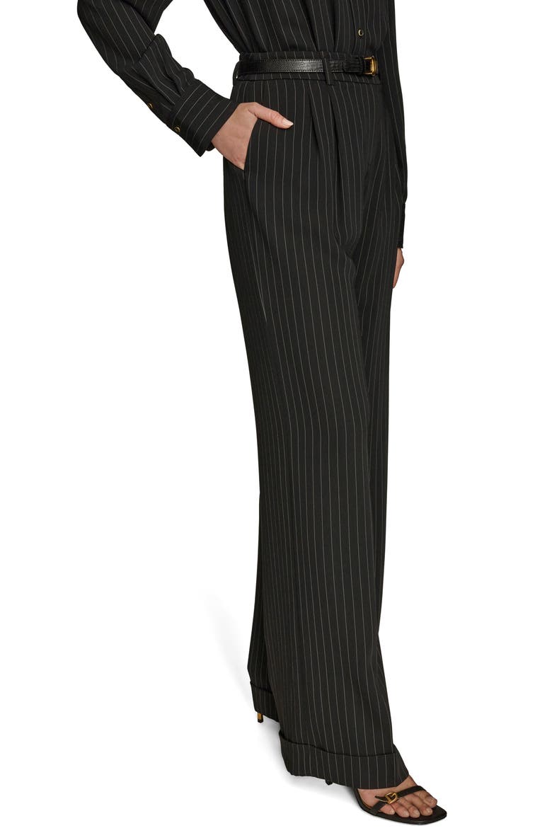 Pinstripe Wide Leg Pants, Alternate, color, BLACK/ CREAM