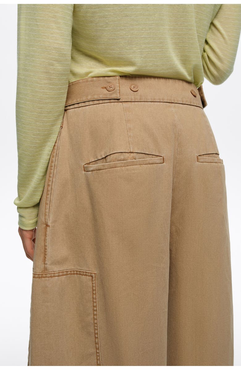 Bimba y Lola Cotton Adjustable Barrel Trousers, Alternate, color, Camel