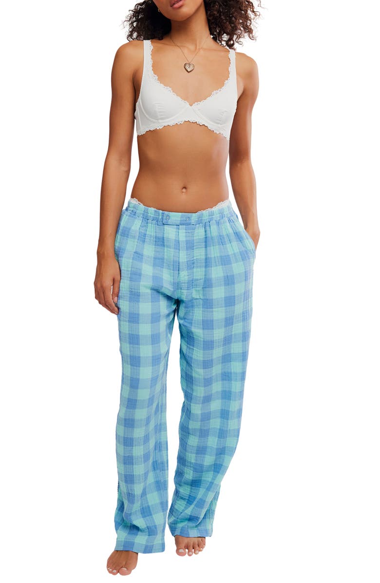 Free People Be Mine Pajama Pants, Alternate, color, Blissful Blue Combo