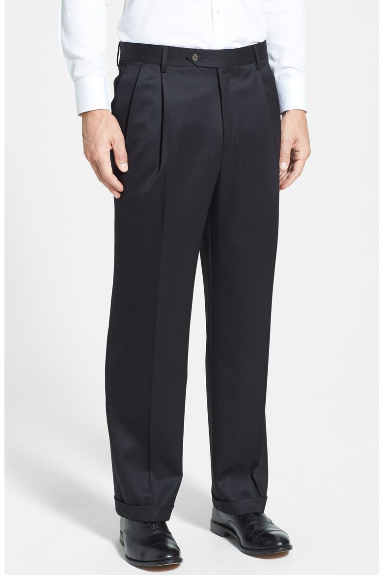 Pleated Classic Fit Wool Gabardine Dress Pants (Men) | Nordstrom