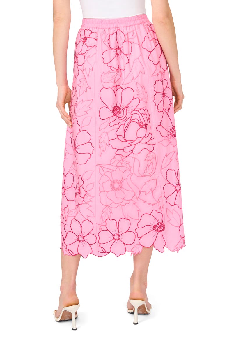 Floral Embroidery Midi Skirt, Alternate, color, SACHET PINK