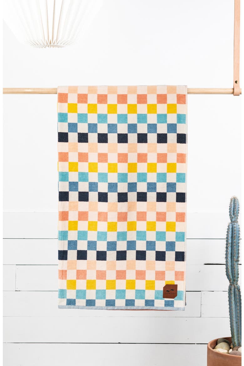 Sundown Cotton Beach Towel, Alternate, color, CHECK MULTI